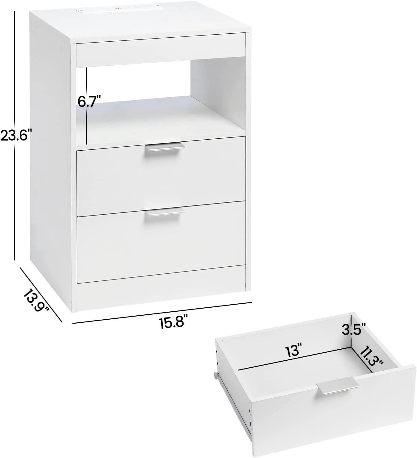 Aunfebrco Set of 2 Black LED Nightstand with Wireless Charging Station & 2 Drawers, Modern End Side Table Bedside Table for Bedroom - Cheap Fitting