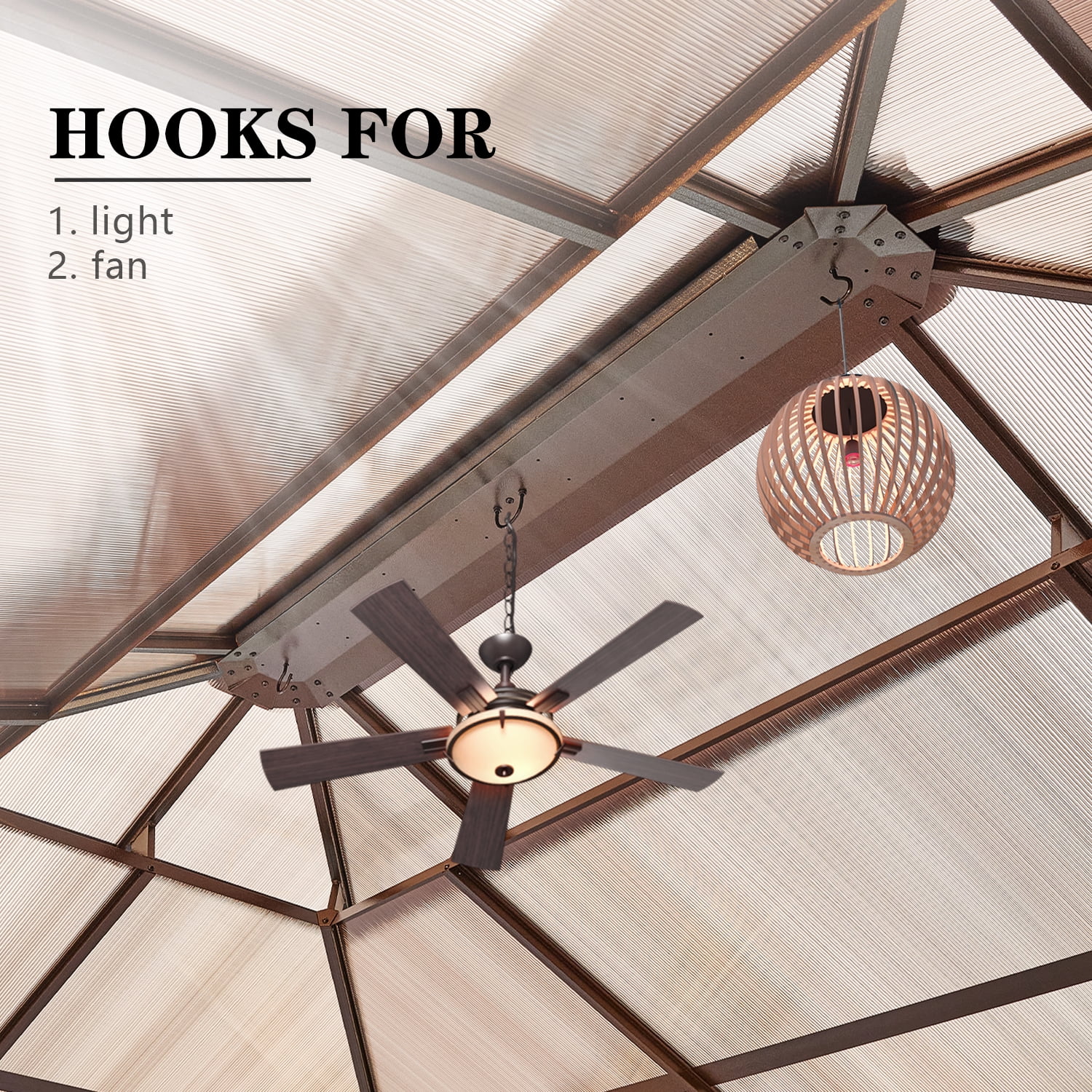 Yoleny 12'x16' Outdoor Polycarbonate Double Roof Hardtop 12 ft Gazebo Canopy, Brown - Cheap Fitting