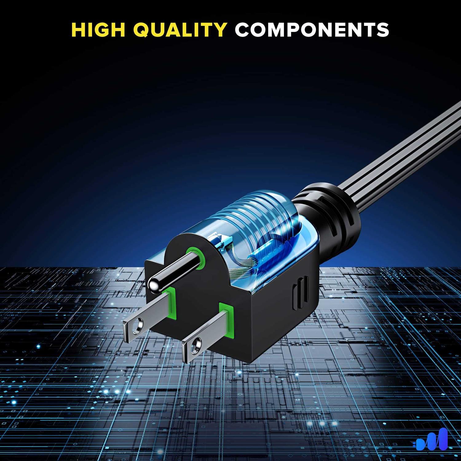 Maximm Extension Cord with Multiple Outlets with Thin Space-Saving Flat Wire Design - Cheap Fitting