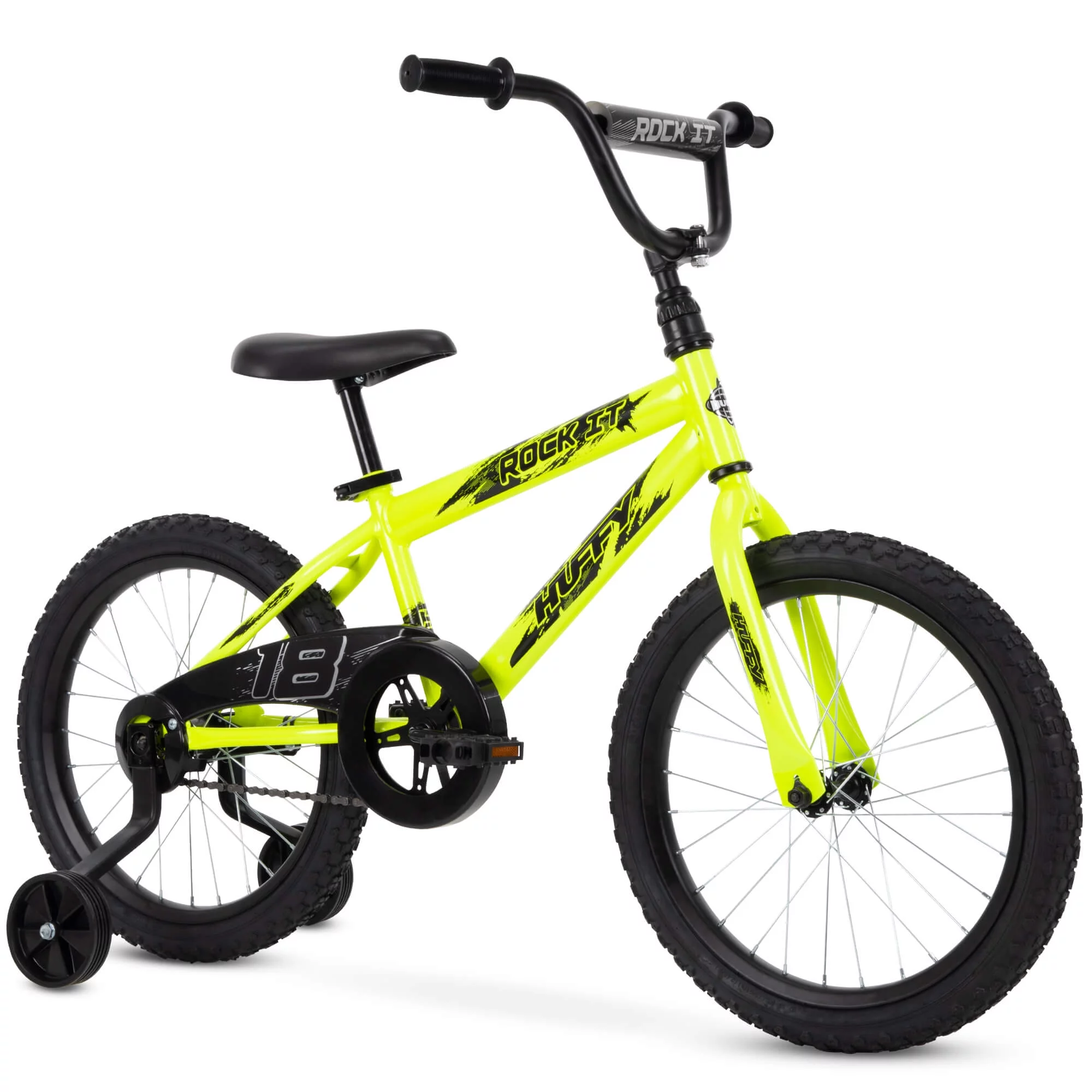 Huffy 18 in. Rock It Kids Bike for Boys Ages 4 and up, Child, Neon Powder Yellow - Cheap Fitting