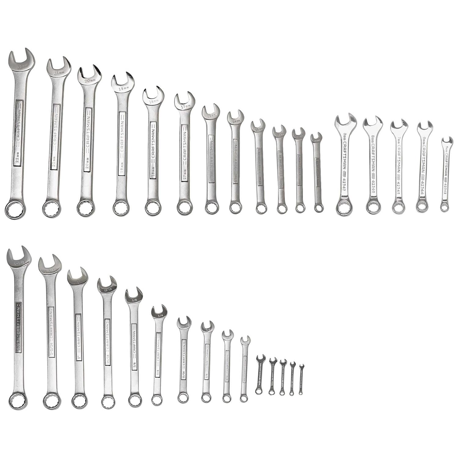 Craftsman 12 Point Metric and SAE Combination Wrench Set 32 pc - Cheap Fitting