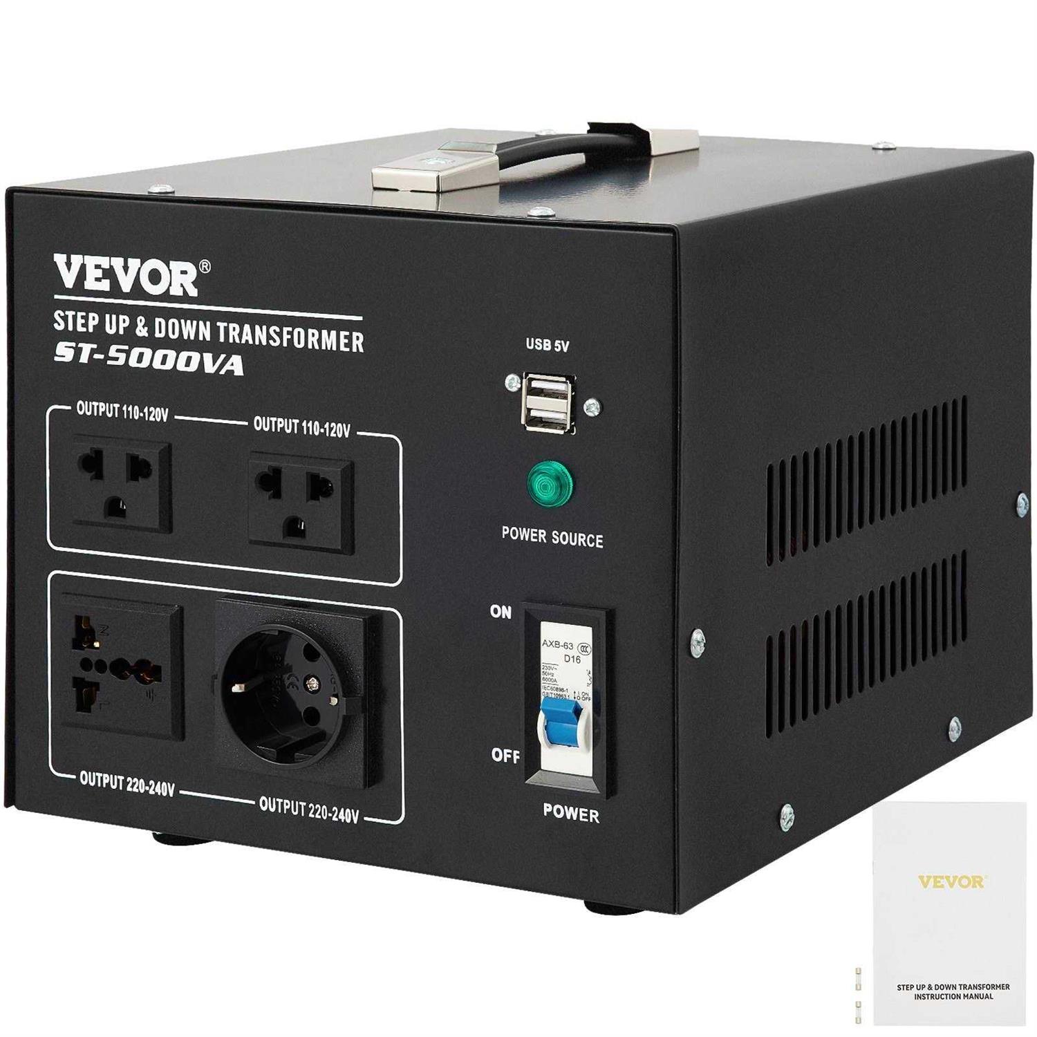 VEVOR Voltage Converter Transformer,5000W Heavy Duty Step Up/Down Transformer Converter,2 US&1 UK&1 Universal Outlet SJBYQ5KVA222ULRDUV7 - Cheap Fitting