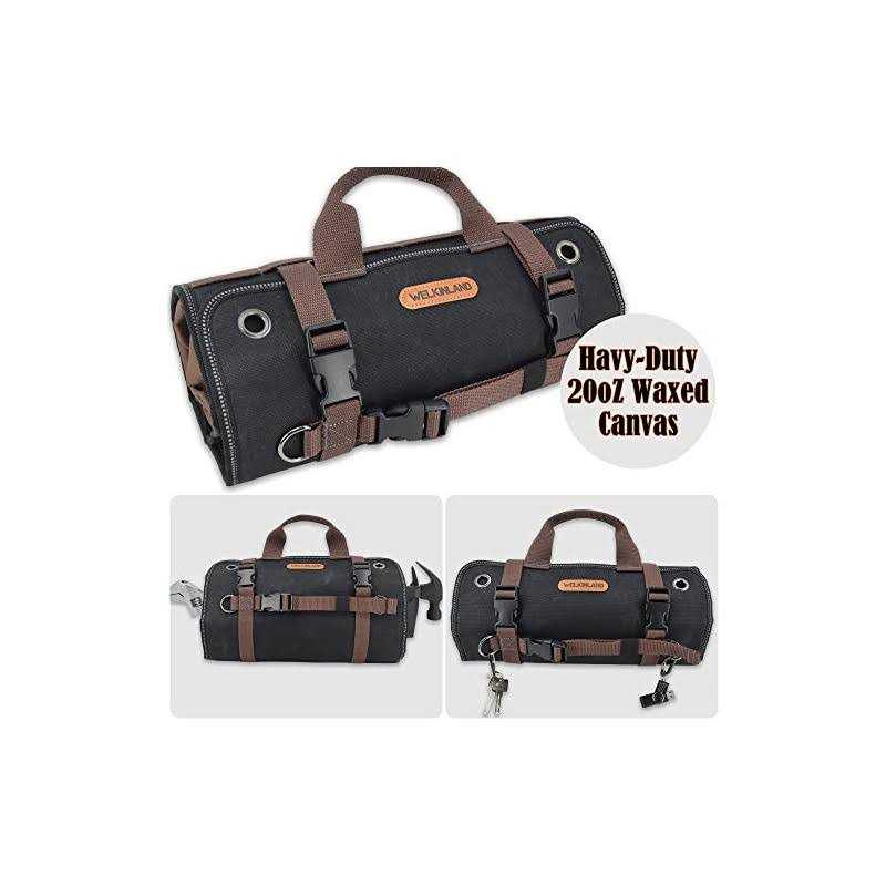 WELKINLAND Heavy-Duty Waxed Canvas Tool roll 15-Pockets Tool roll 15L Tool roll bags - Cheap Fitting