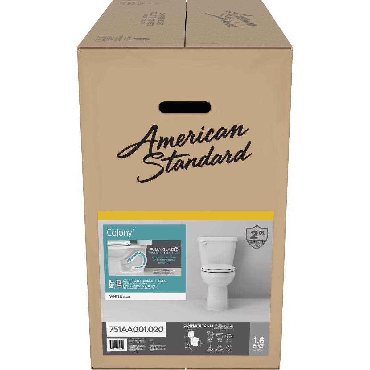 American Standard Colony 751AA001.020 Complete Toilet Elongated Bowl - Cheap Fitting