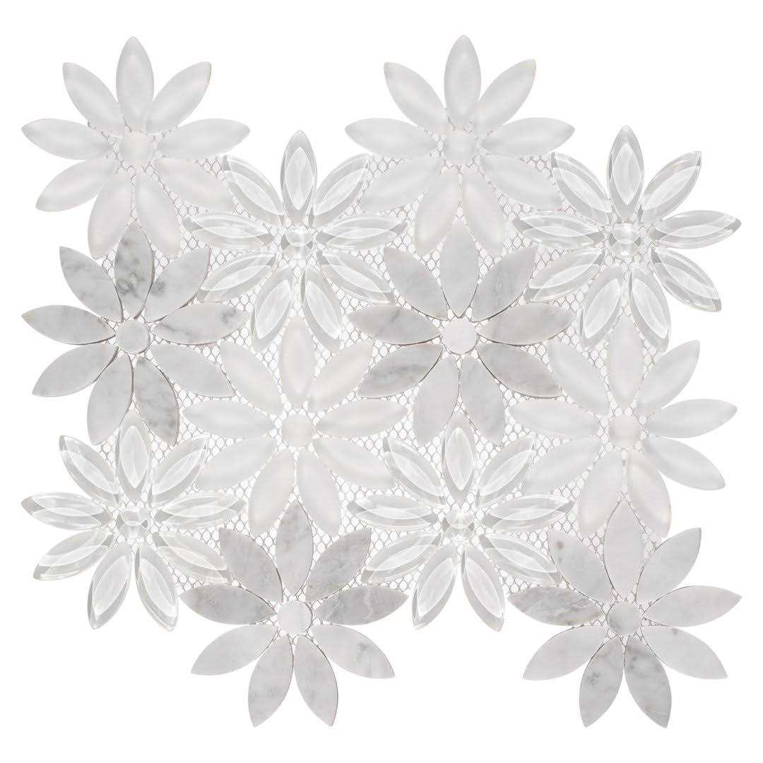 Fresh 12 x 10 Glass/Stone/Aluminum Flower Pattern Mosaic Wall Tile Andova - Cheap Fitting