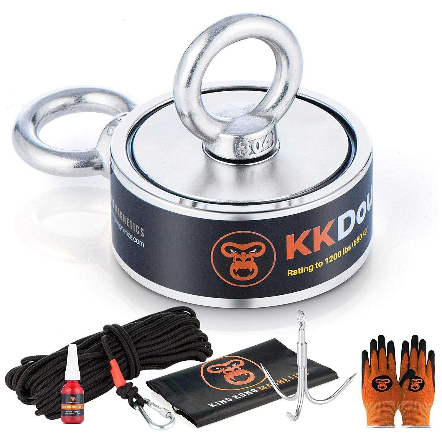 King Kong Magnetics 1200 lbs Pulling Force Magnet Fishing Kit 3 inch Strong Neodymium Fishing Magnets-Gloves - Cheap Fitting