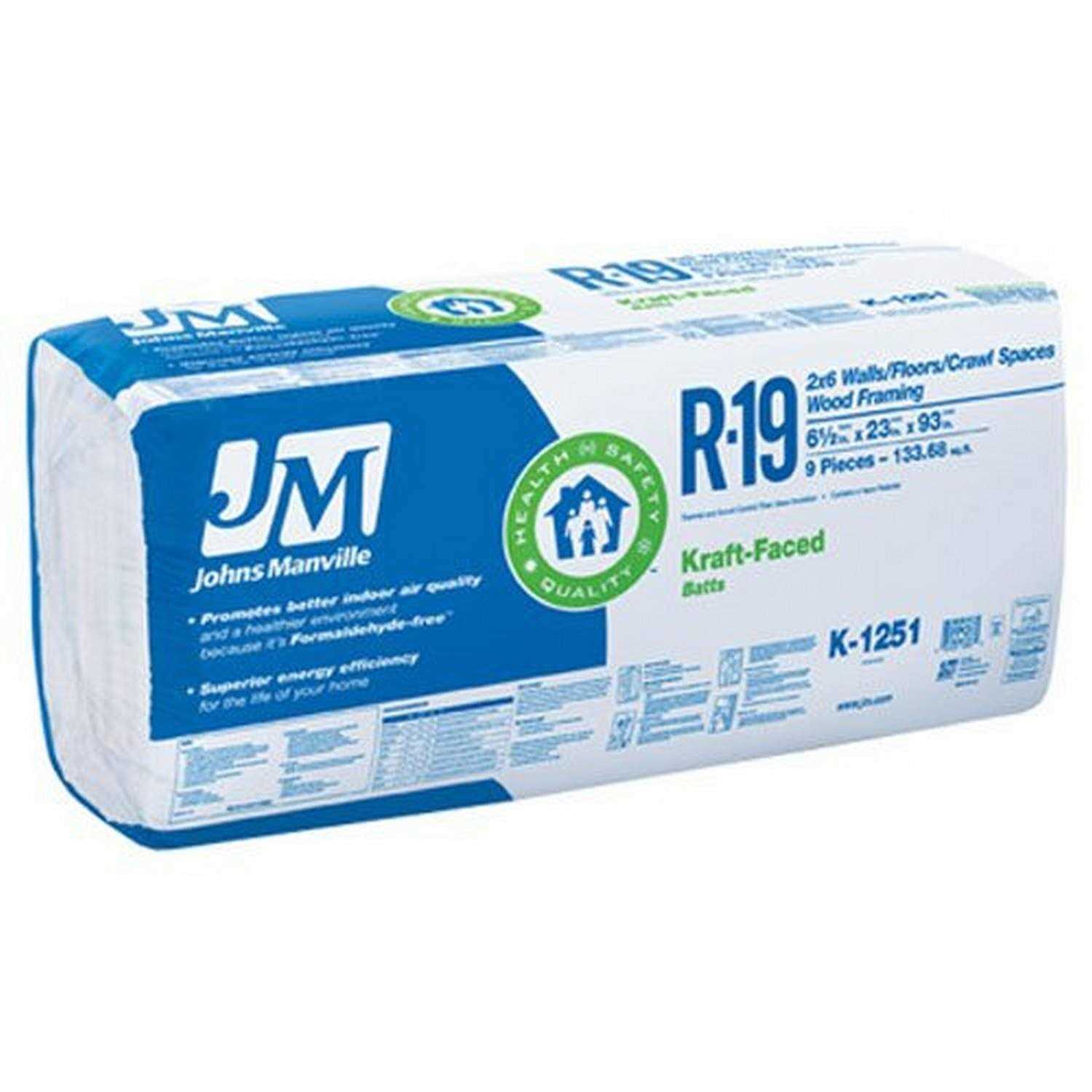 Johns Manville R19 Kraft Batt Fiberglass Insulation 133.68 Sq. ft. Coverage - Cheap Fitting