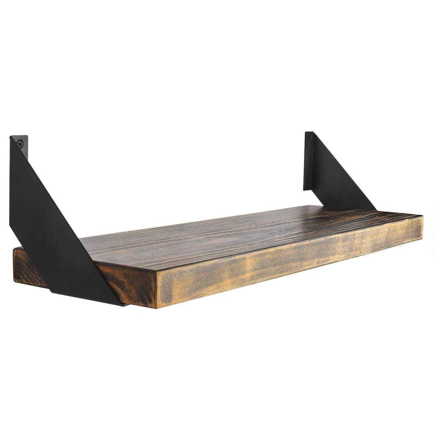 FOYO Iron Shelf Brackets Flat Angle Curved Black Floating Industrial Shelves Support Brackets - Cheap Fitting