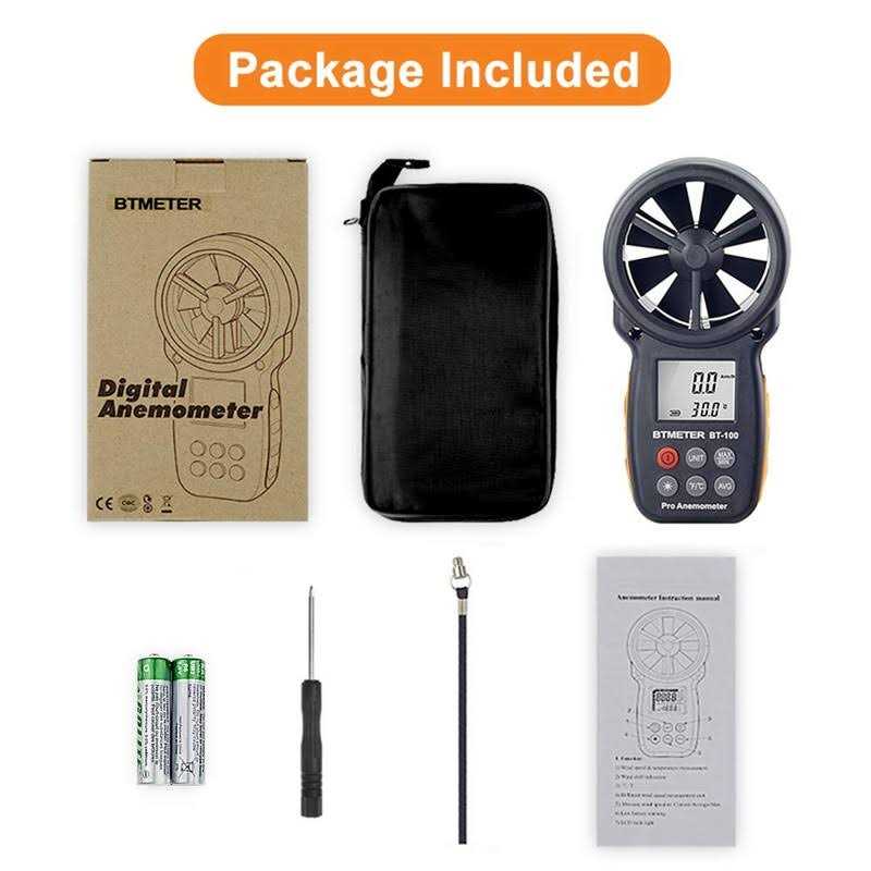 BTMETER BT-100 Handheld Anemometer Digital Wind Speed air Flow Velocity - Cheap Fitting