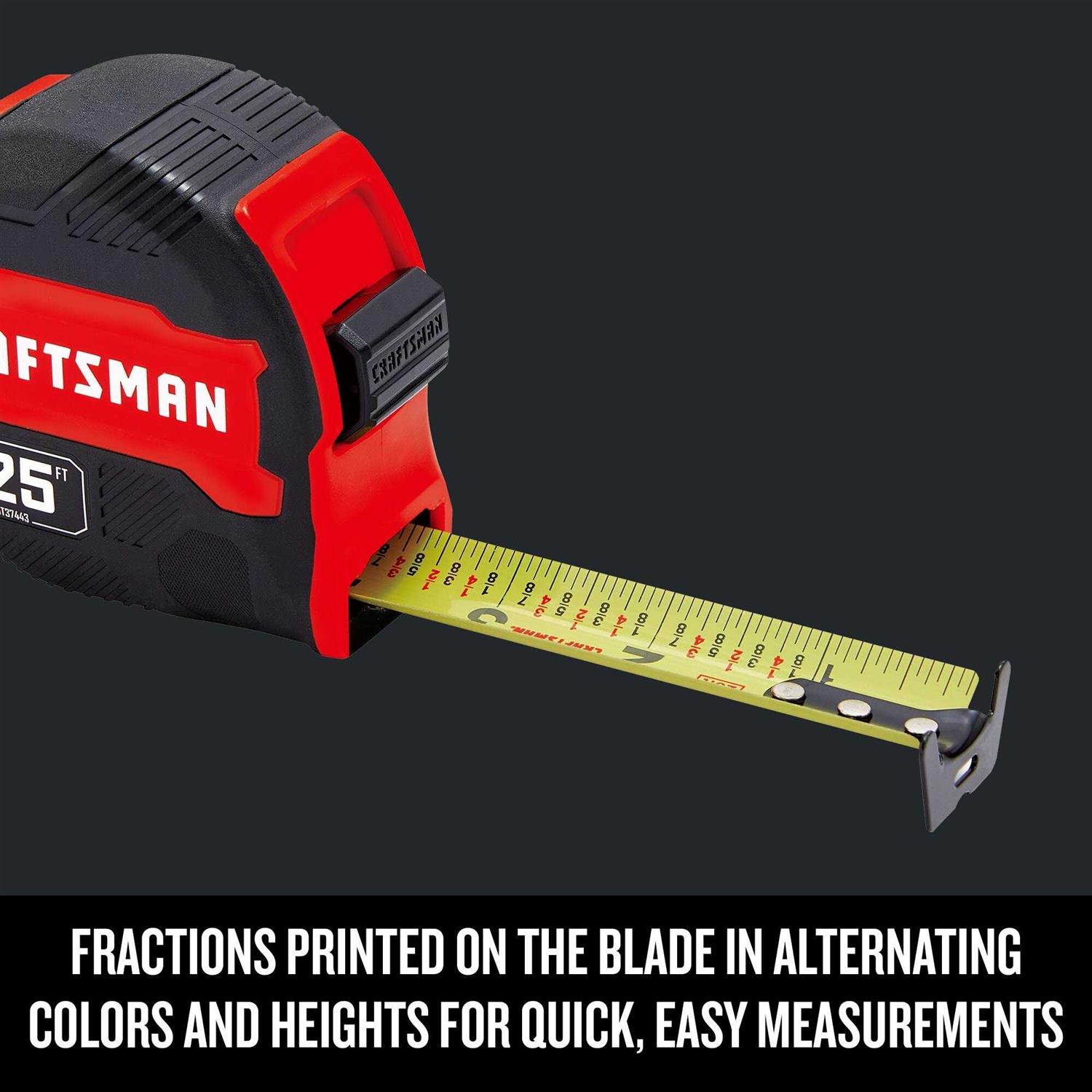 CRAFTSMAN Compact Easy Grip 2-Pack 25-ft Tape Measure Rubber CMHT95625NRBT - Cheap Fitting