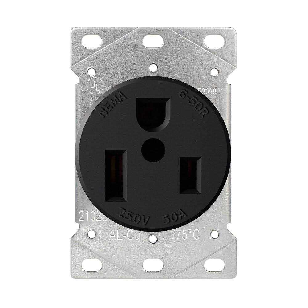 ELEGRP 50 Amp 250-Volt, NEMA 6-50R Flush Mount Power Outlet, Single Straight Blade Range and Dryer Outlet Grounding - Cheap Fitting