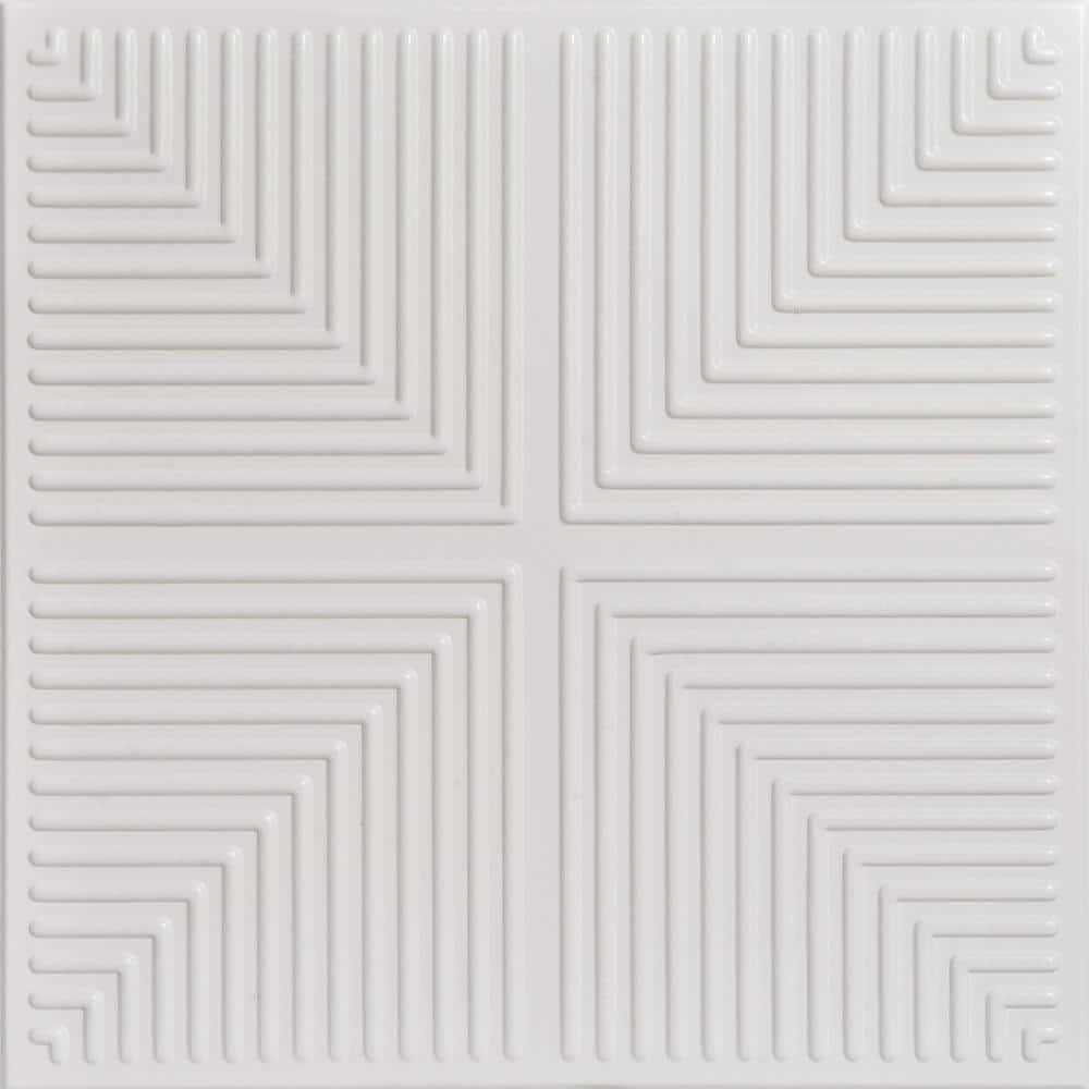 Pyramid Illusion 1.6 ft. x 1.6 ft. Polystyrene Glue-Up Ceiling Tile A La Maison Ceilings - Cheap Fitting
