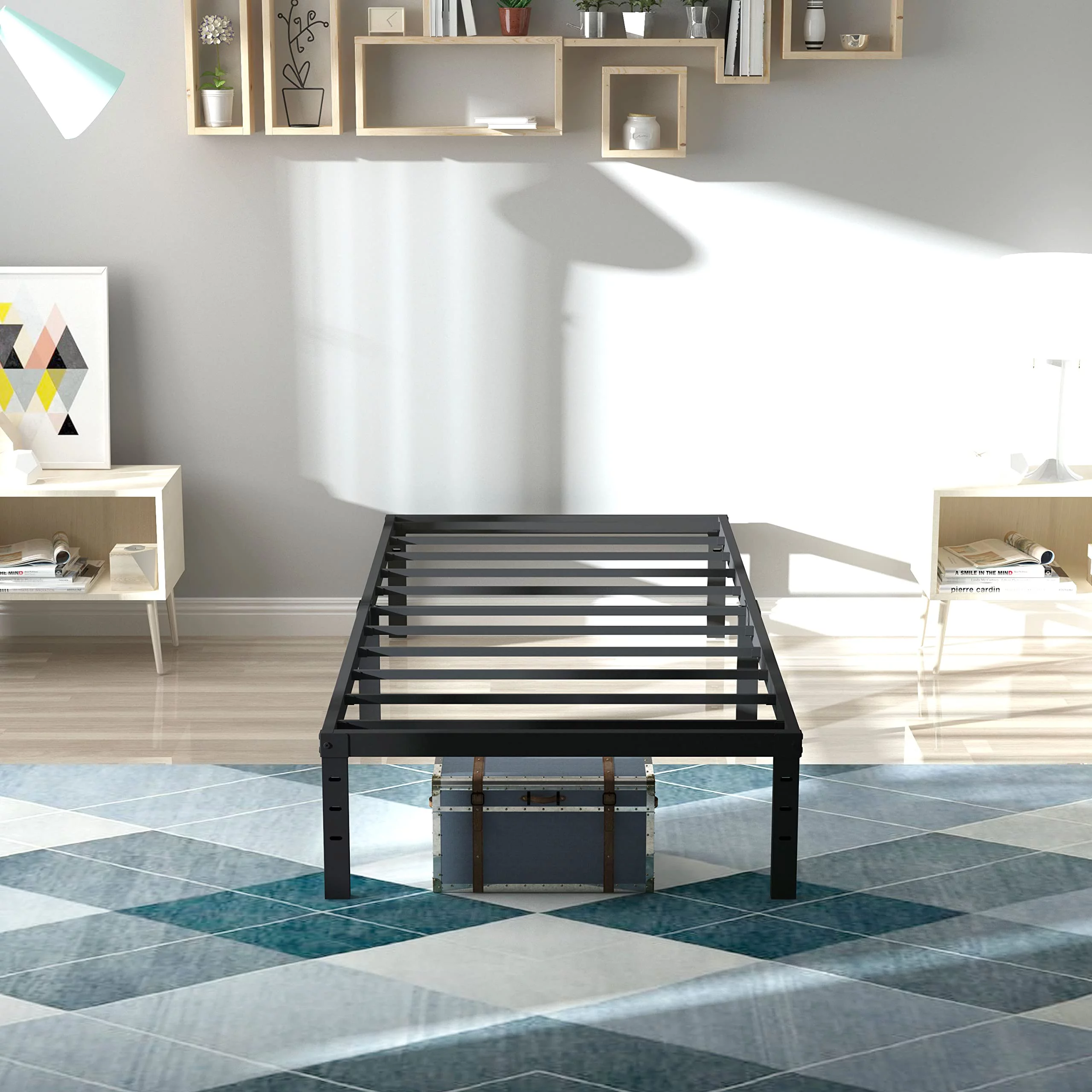 Rooflare 14'' Heavy Duty Twin Metal Platform Bed Frame for Adult,Black - Cheap Fitting