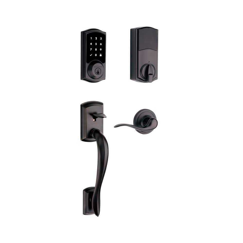 Kwikset SmartCode 915 Touchscreen Venetian Bronze Single Cylinder Electronic Deadbolt with Avalon Handleset and Tustin Lever - Cheap Fitting