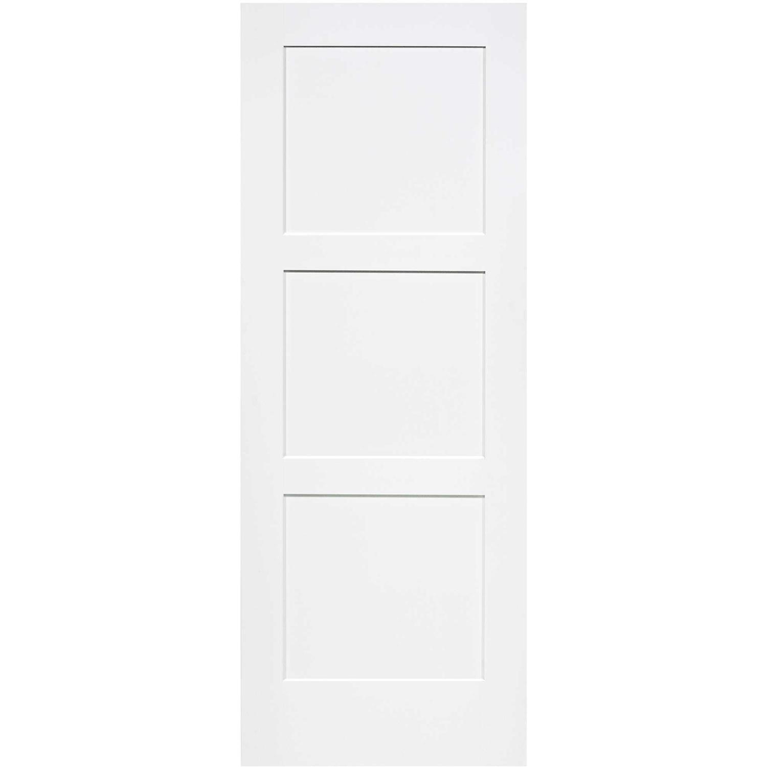 Kimberly Bay 24 in. x 80 in. White 3-Panel Shaker Solid Core Wood Interior Door Slab - Cheap Fitting