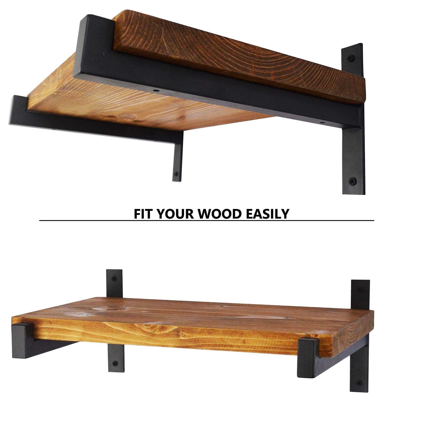 EZYDECOR 6 Pcs Heavy Duty Shelf Brackets Wall Mounted Industrial Metal Shelving Supports with Lip - Cheap Fitting