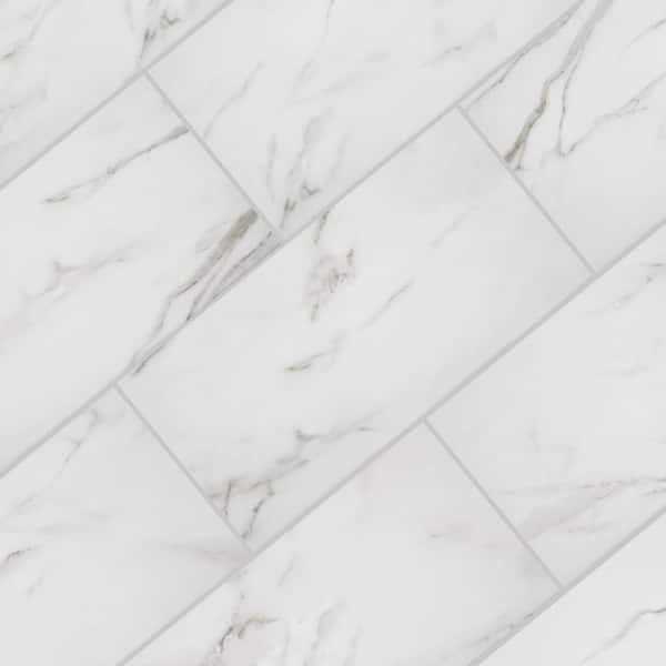 Florida Tile Home Collection Michelangelo Calacatta Rectified 12 in. x 24 in. Porcelain Floor and Wall Tile - Cheap Fitting