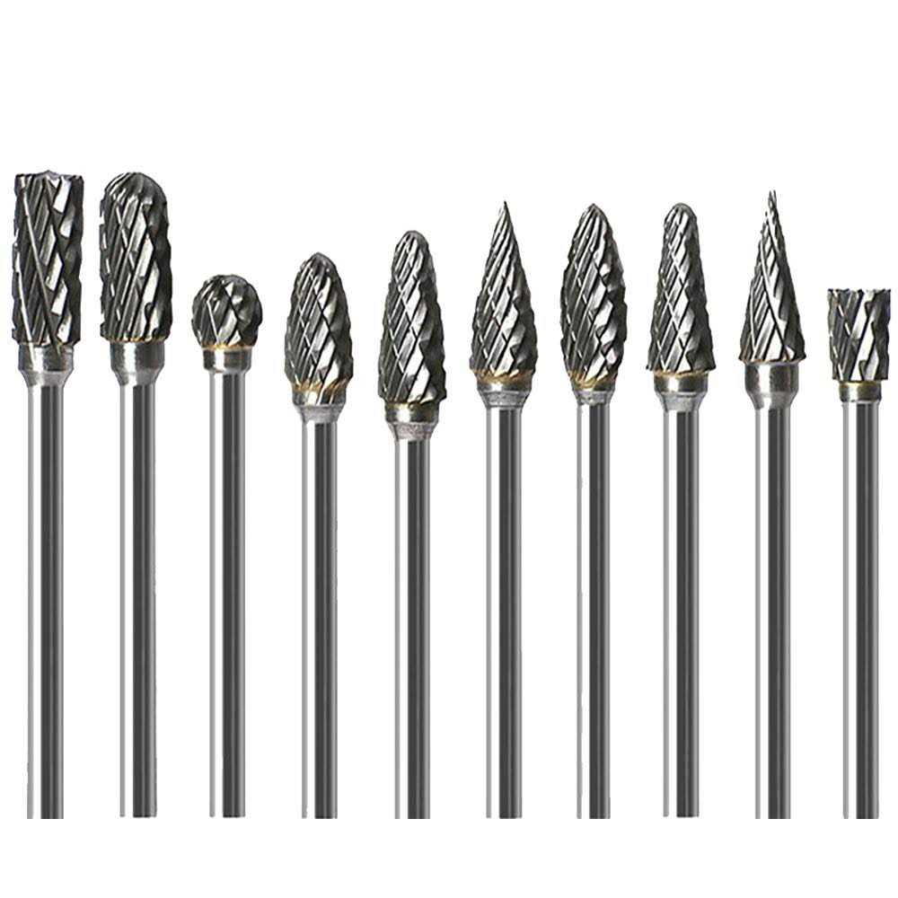 Lukcase Double Cut Carbide Rotary Burr Set 10 Pcs 1/8 Shank - Cheap Fitting