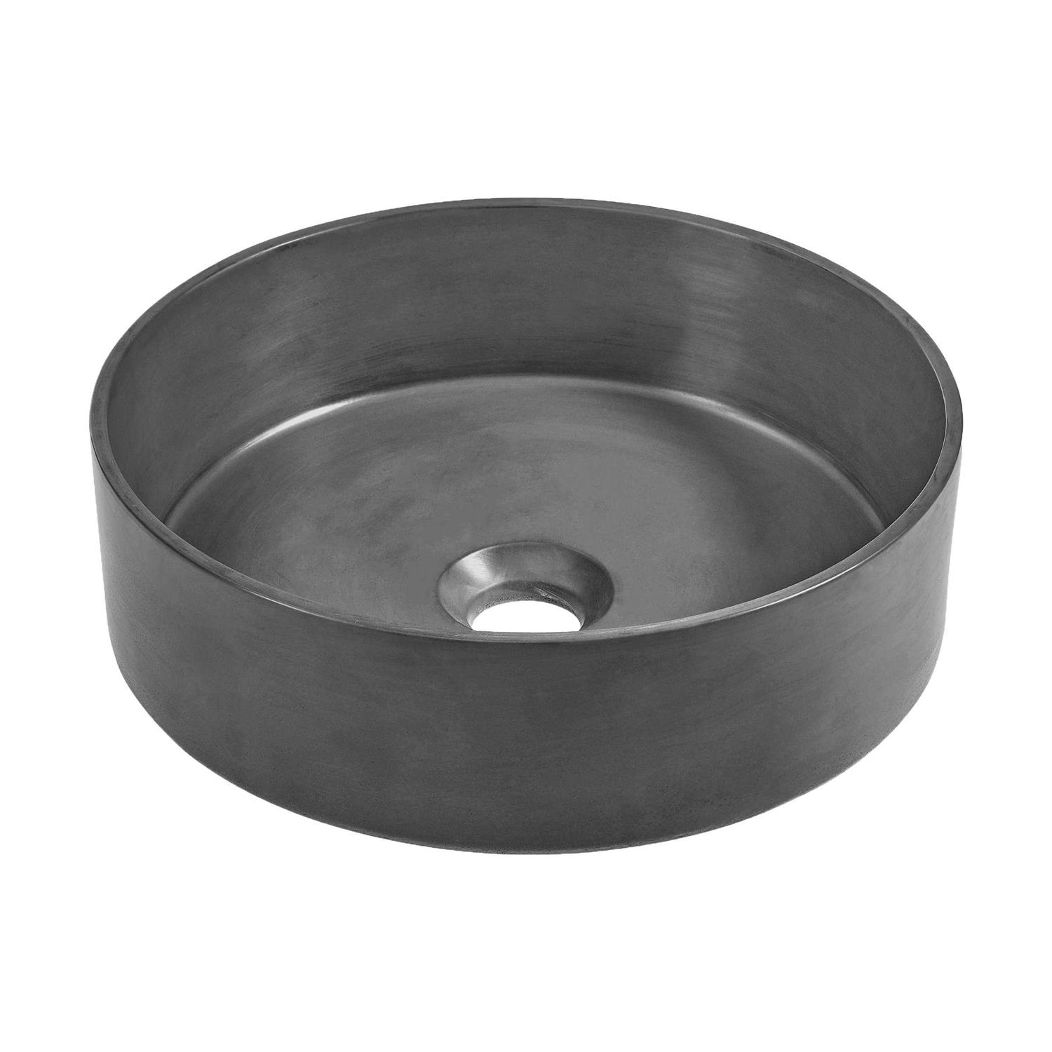 Swiss Madison Lisse 14.5 Round Concrete Vessel Bathroom Sink in Dark Grey SM-VSC110E - Cheap Fitting