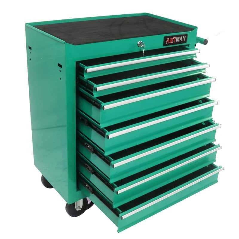 7-Drawer Rolling Tool Cart with Lock Mechanic Tool Box Storage Cabinet – Green - Cheap Fitting