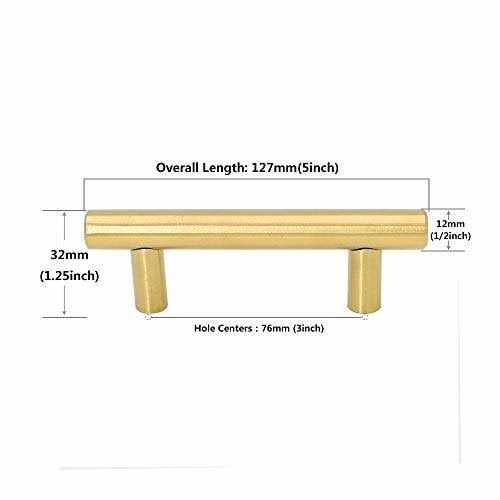 goldenwarm 10 Pack Gold Cabinet Handles Brushed Brass Drawer Pulls Gold Cabinet Pulls 3 inch - Cheap Fitting