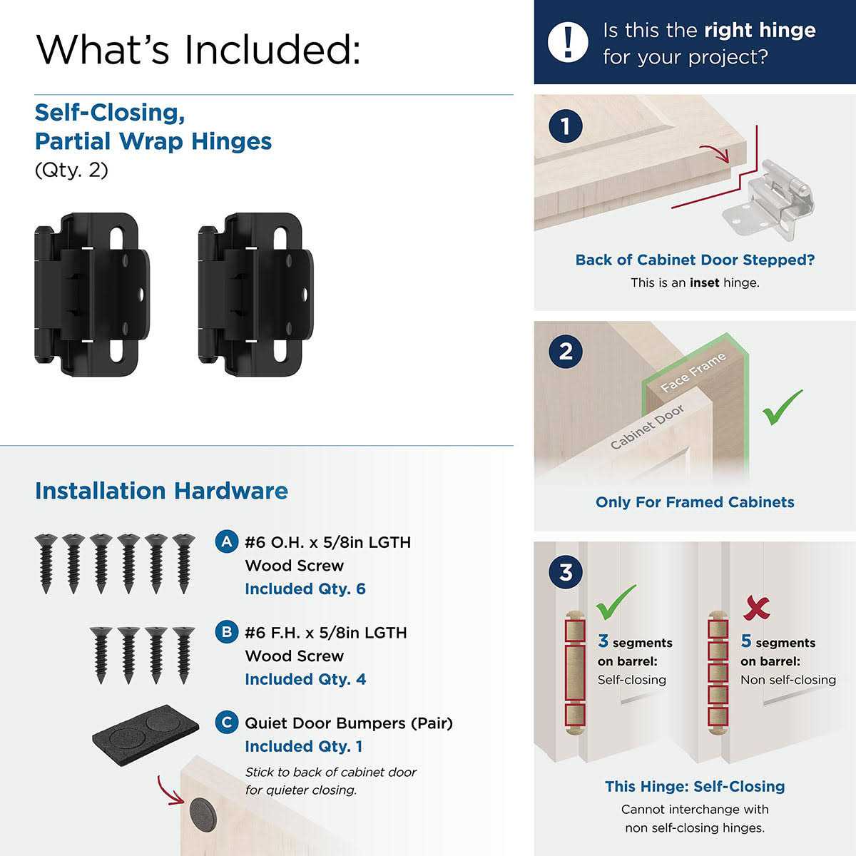 Amerock Self Closing 3/8 Inset Partial Wrap Cabinet Hinge BPR7565FB - Cheap Fitting