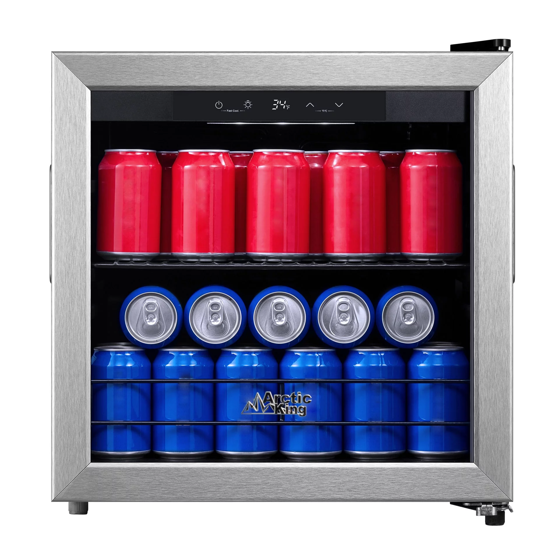 Arctic King 48-Can Beverage Fridge & Cooler with Electrical Control, Stainless Steel Look, ARV48B1AST - Cheap Fitting