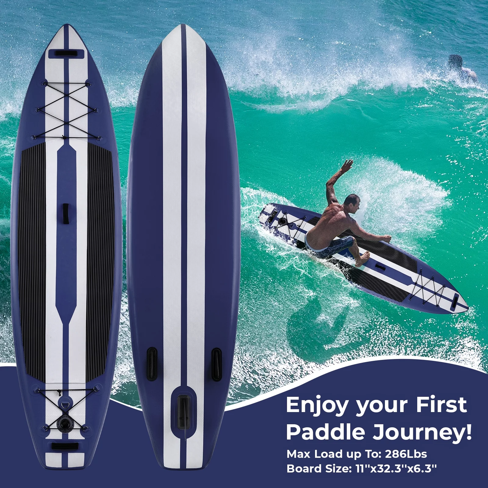 Arlopu 11FT Stand Up Paddle Board Inflatable with Premium SUP Accessories & Backpack, Non-Slip Deck, Waterproof Bag, Leash, Paddle and Hand Pump - Cheap Fitting