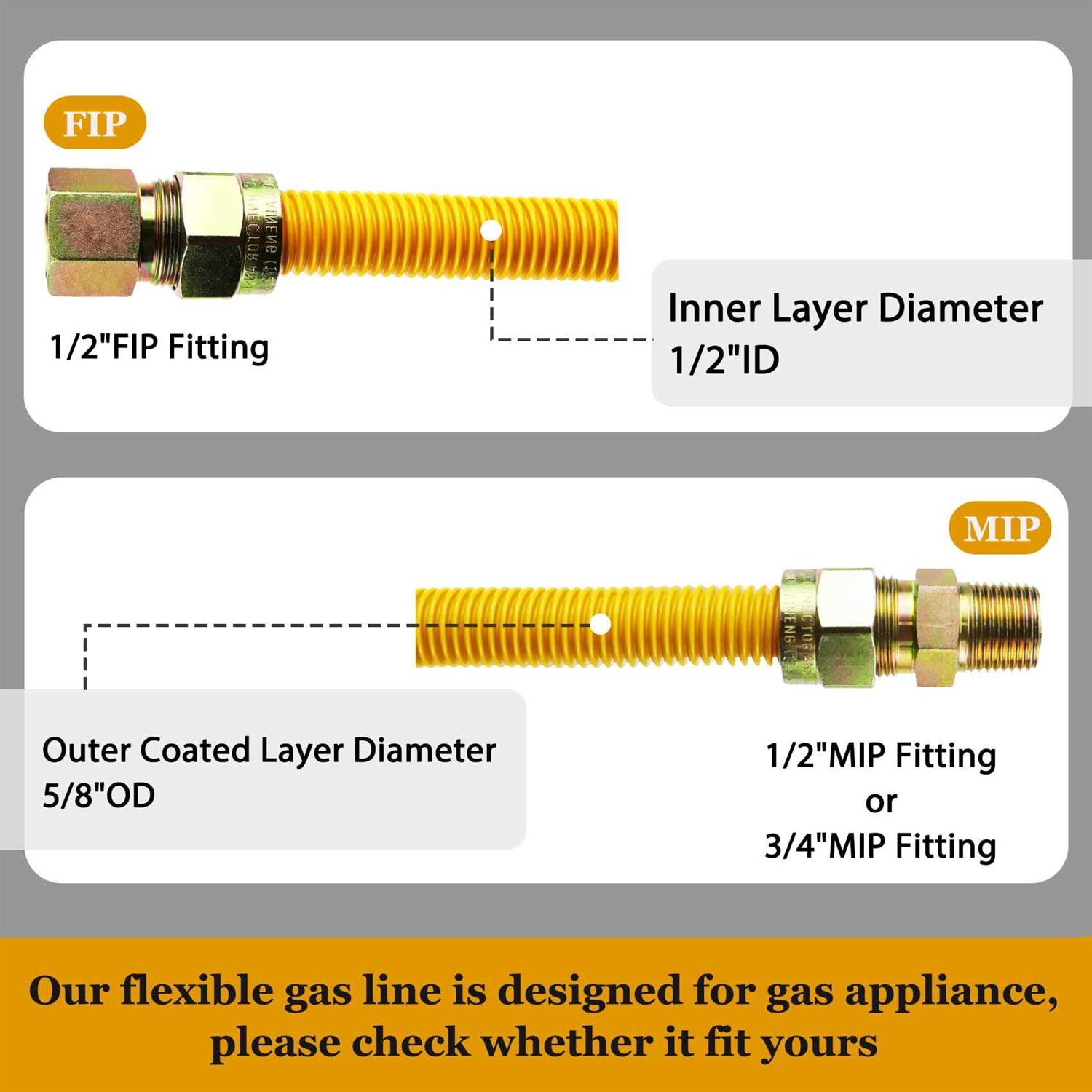 Hosile Flexible Gas Line Kit for Dryer Stove Range Stainless Steel Gas Dryer Connector Kit - Cheap Fitting