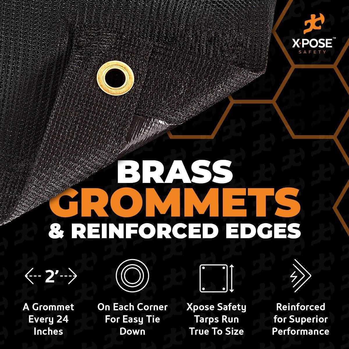 Xpose Safety Heavy Duty Mesh Tarp 12 x Multipurpose Black Protective Cover with Air Flow BMT - Cheap Fitting