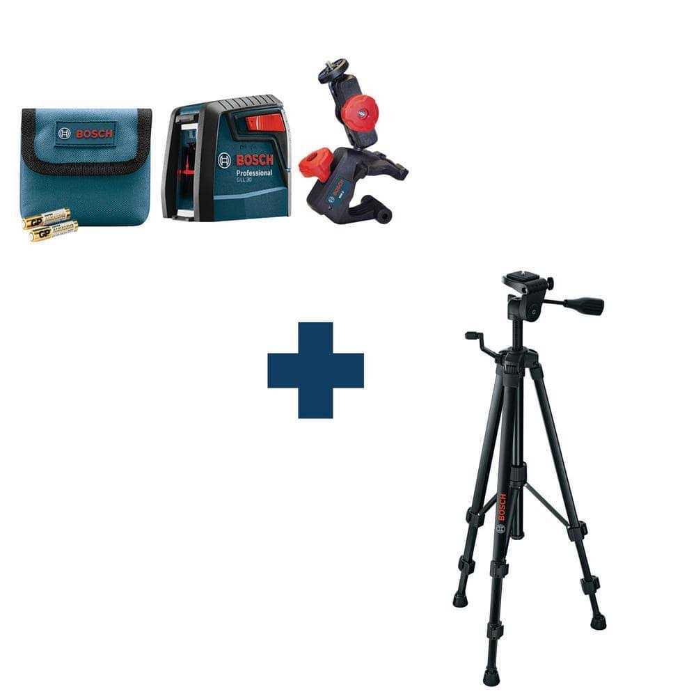 Bosch 30 ft. Cross Line Self Leveling Laser with 360-Degree Mounting Device Plus Compact Tripod with Extendable Height - Cheap Fitting