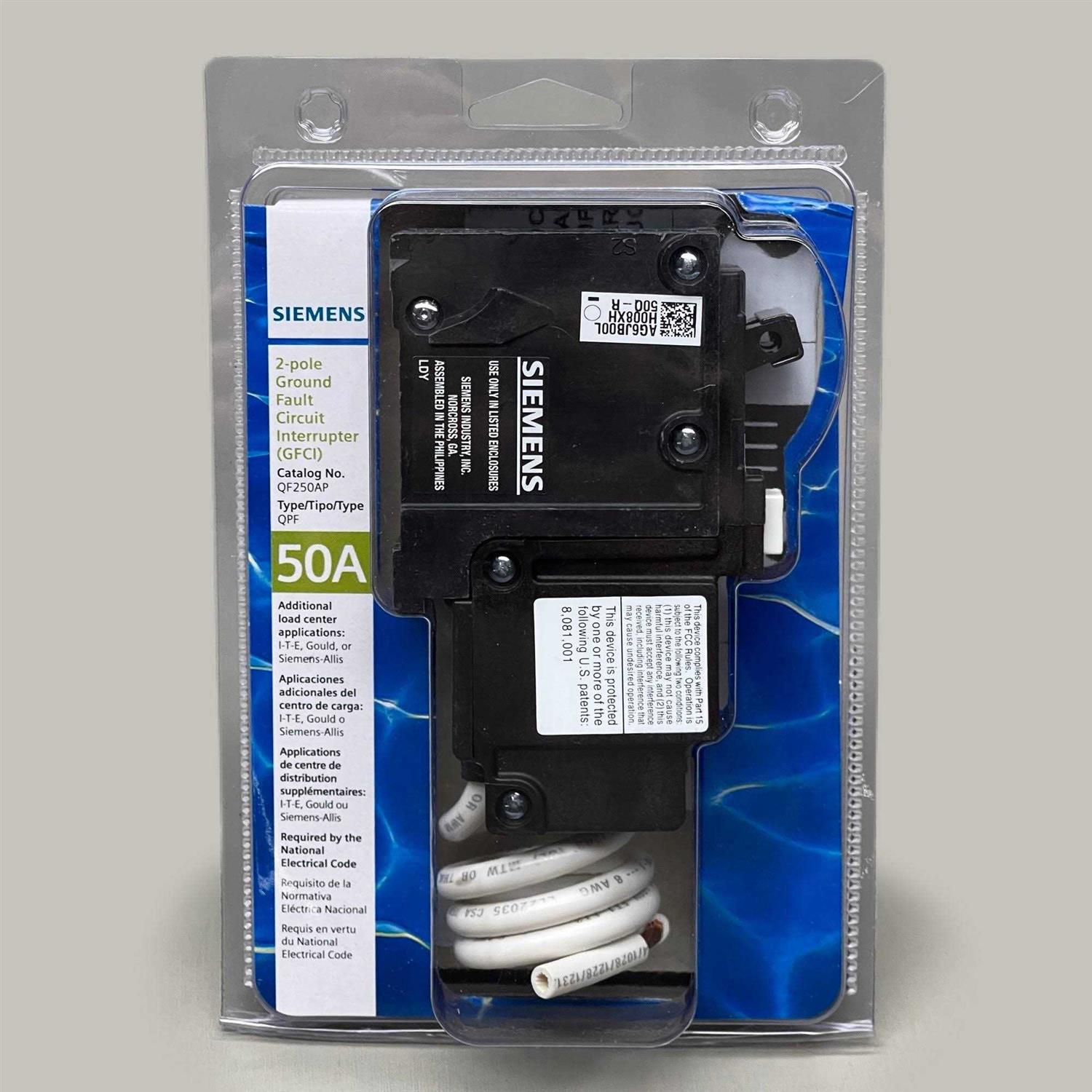 Siemens QF250AP 50 Amp Double Pole Type QPF GFCI Circuit Breaker - Cheap Fitting