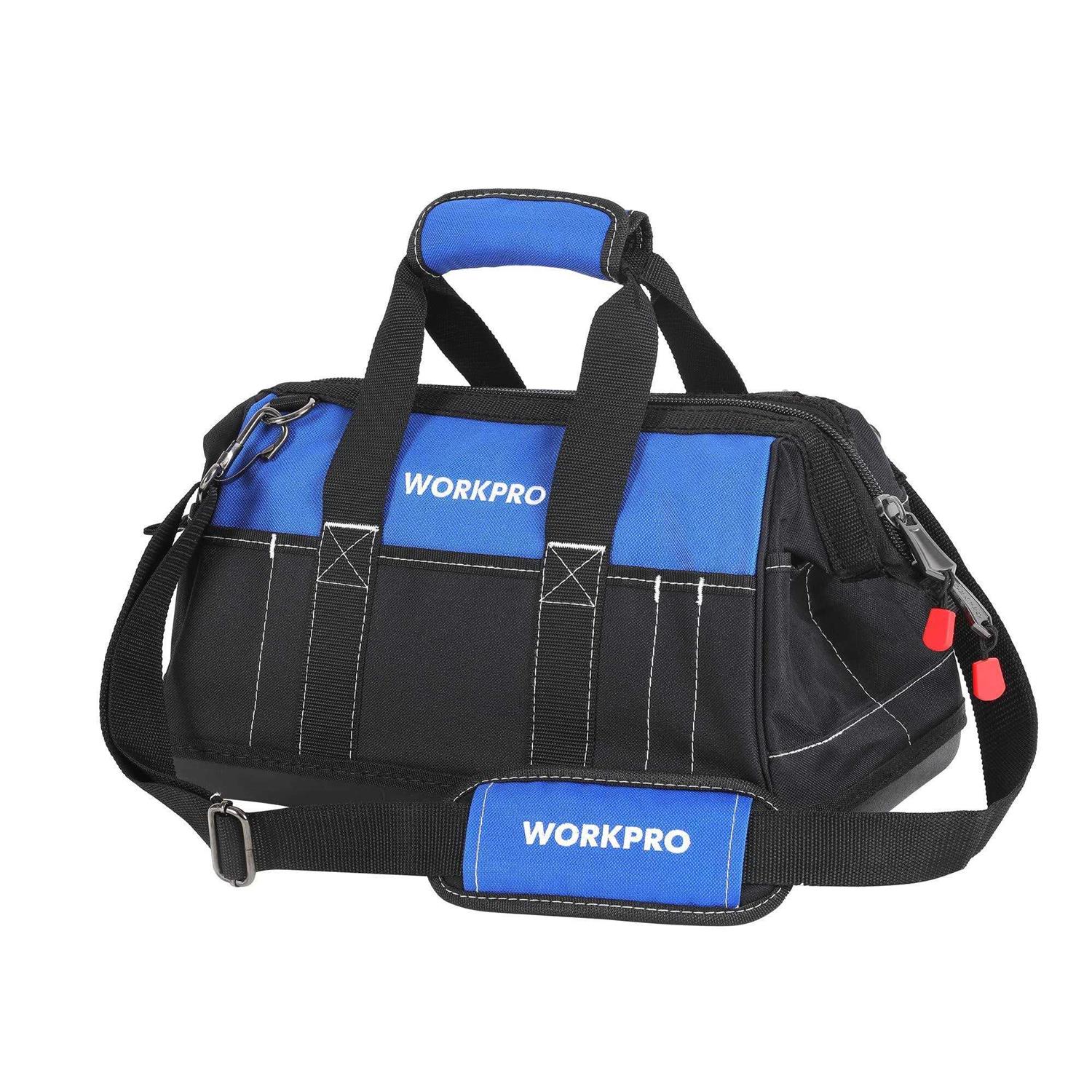 WORKPRO 16-inch Wide Mouth Tool Bag with Water Proof Molded Base - Cheap Fitting