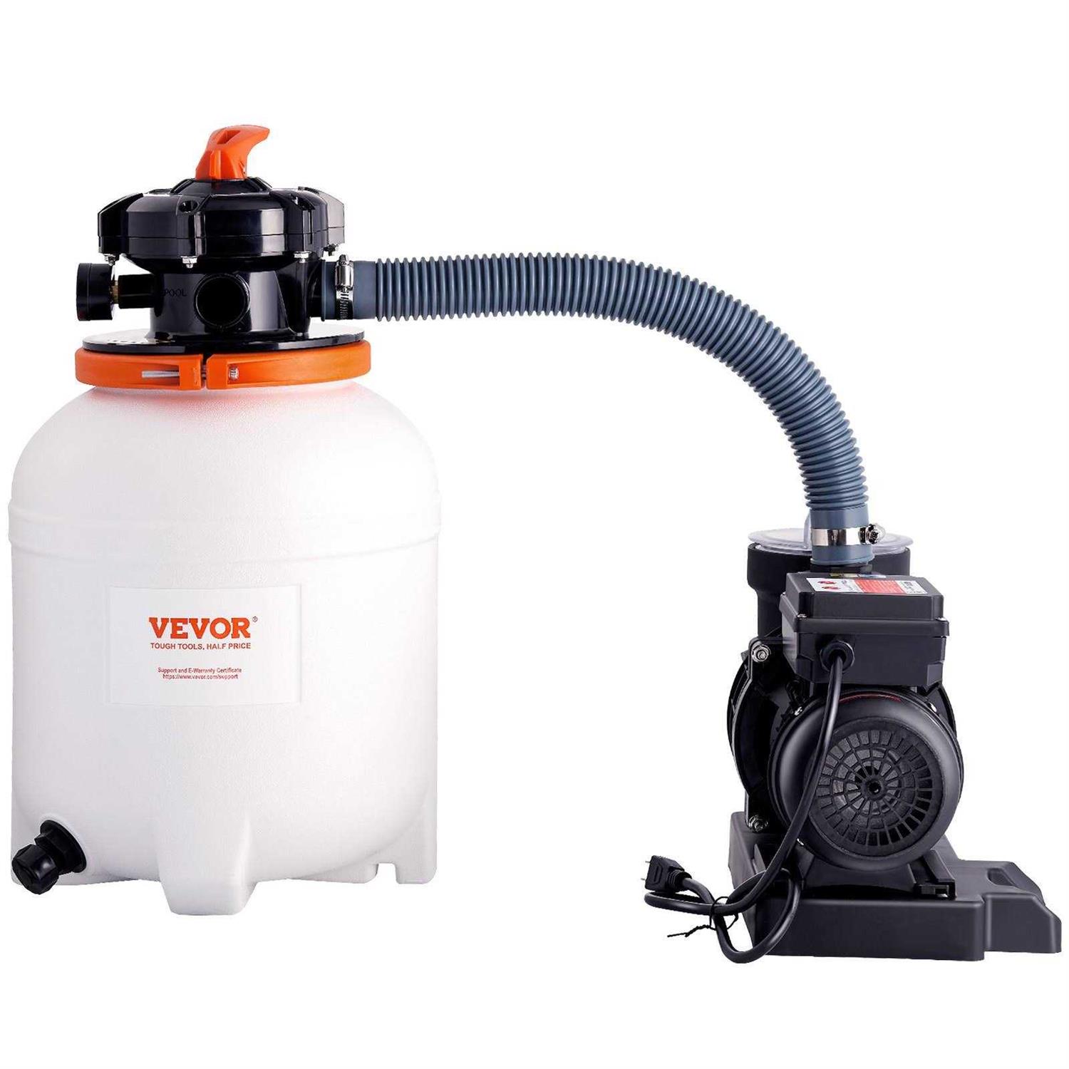 VEVOR Sand Filter Pump 12 in. 3000 GPH 1/2 HP Swimming Pool Pump System and Filter Set with 6-Way Multi-Port Valve for Pool - Cheap Fitting