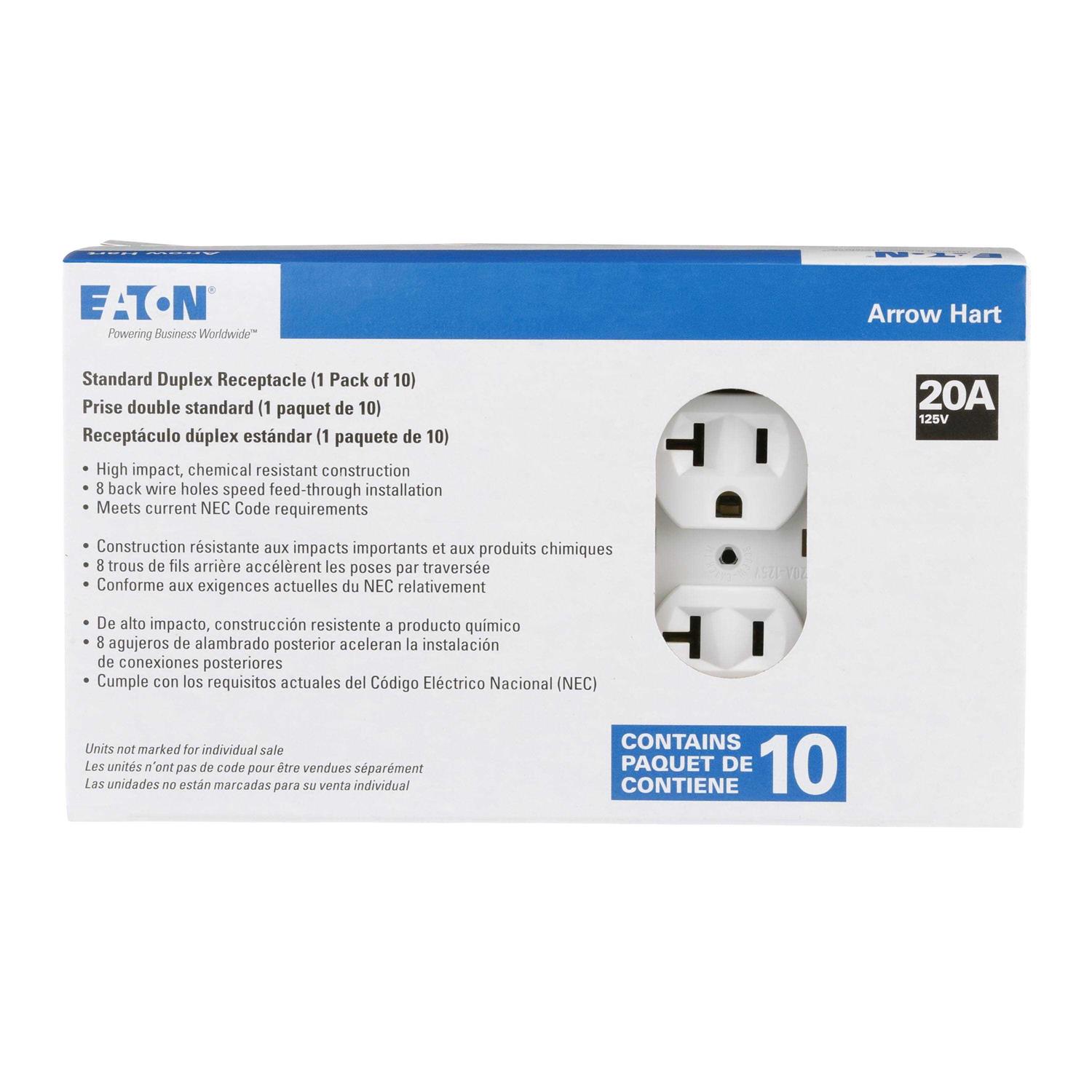 Eaton White 20-Amp Duplex Commercial Outlet - Cheap Fitting