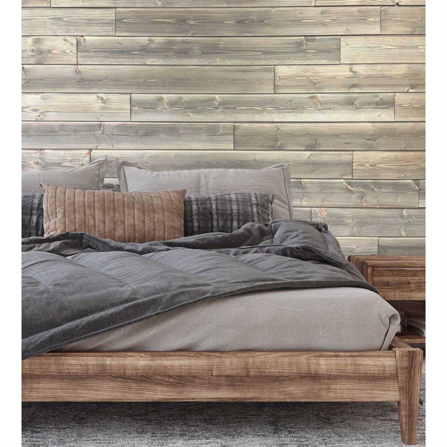 Design Innovations Weathered Grey Pine Wood Shiplap Wall Plank Kit 51005 - Cheap Fitting