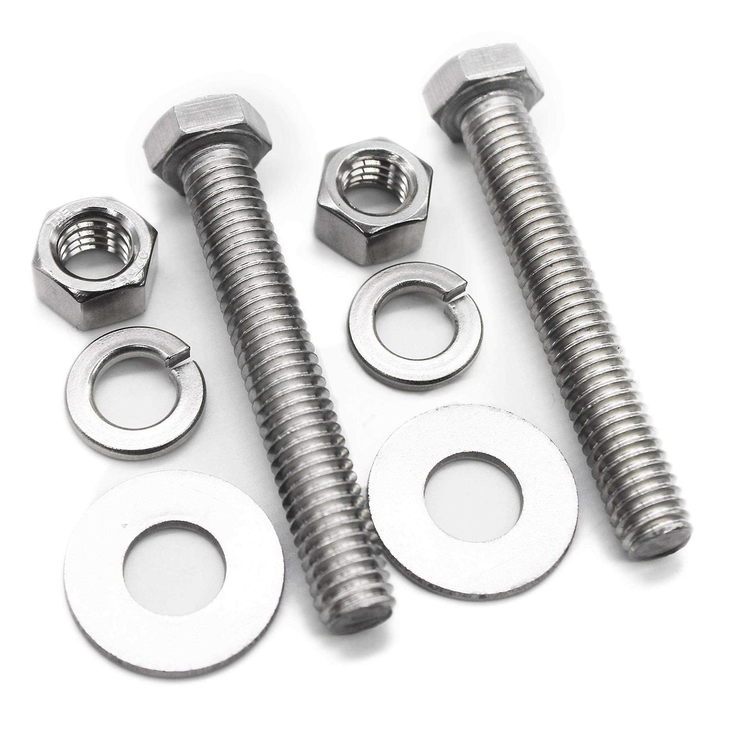 Fullerkreg 5/16-18×3 Stainless Steel Hex Head Screws Bolts 5/16 Nuts 5/16 Fender Flat Washers& 5/16 Split Lock Washers - Cheap Fitting