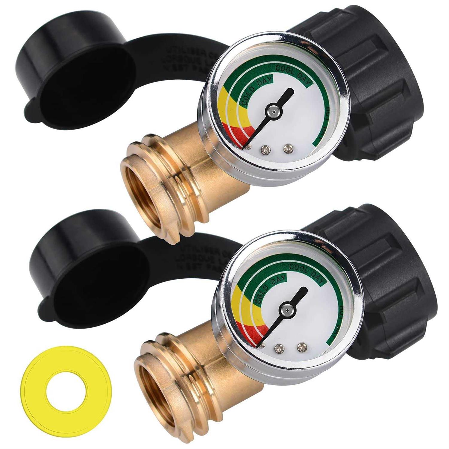 2 Pack UPGRADED Propane Tank Gauge Level Indicator with Color Coded Dial for 5lb-40lb Propane Tank - Cheap Fitting