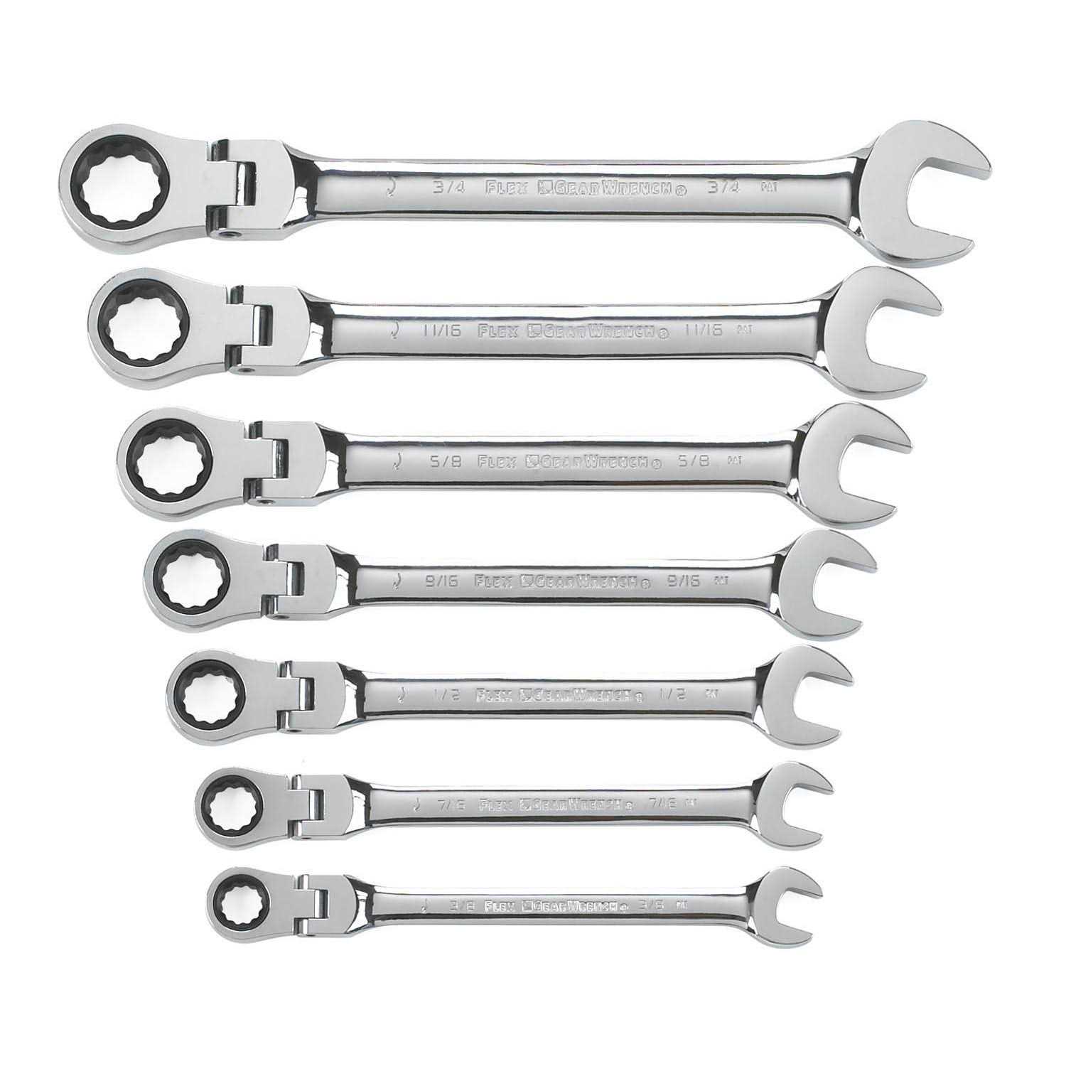 Gearwrench 9700 7 Piece Flex-Head Combination Ratcheting Wrench Set SAE - Cheap Fitting