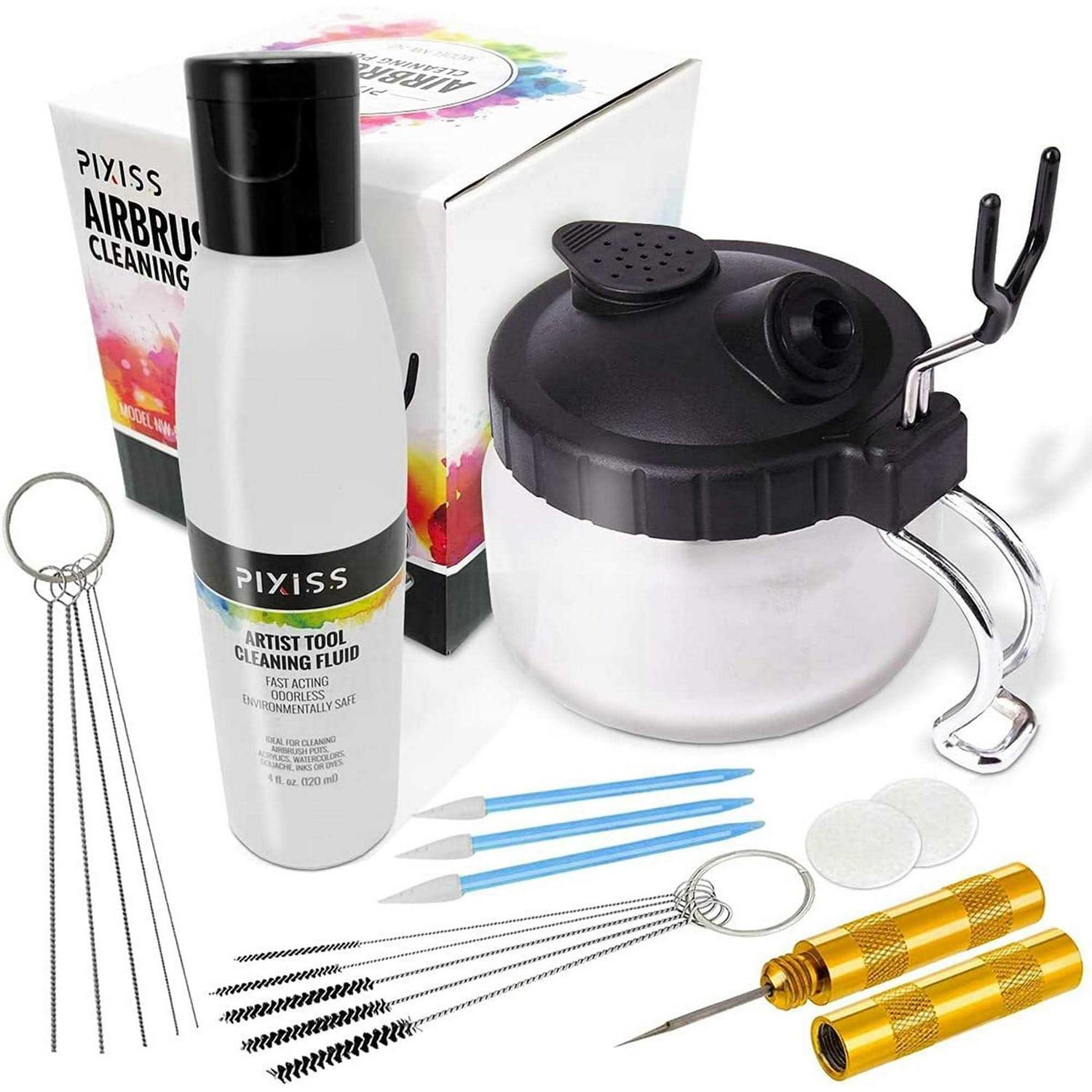 Airbrush Cleaner Kit With Brush Cleaner Solution Ultimate Airbrush Cleaning Kit Holder and Pot for Efficient Cleaning of Airbrushes - Cheap Fitting