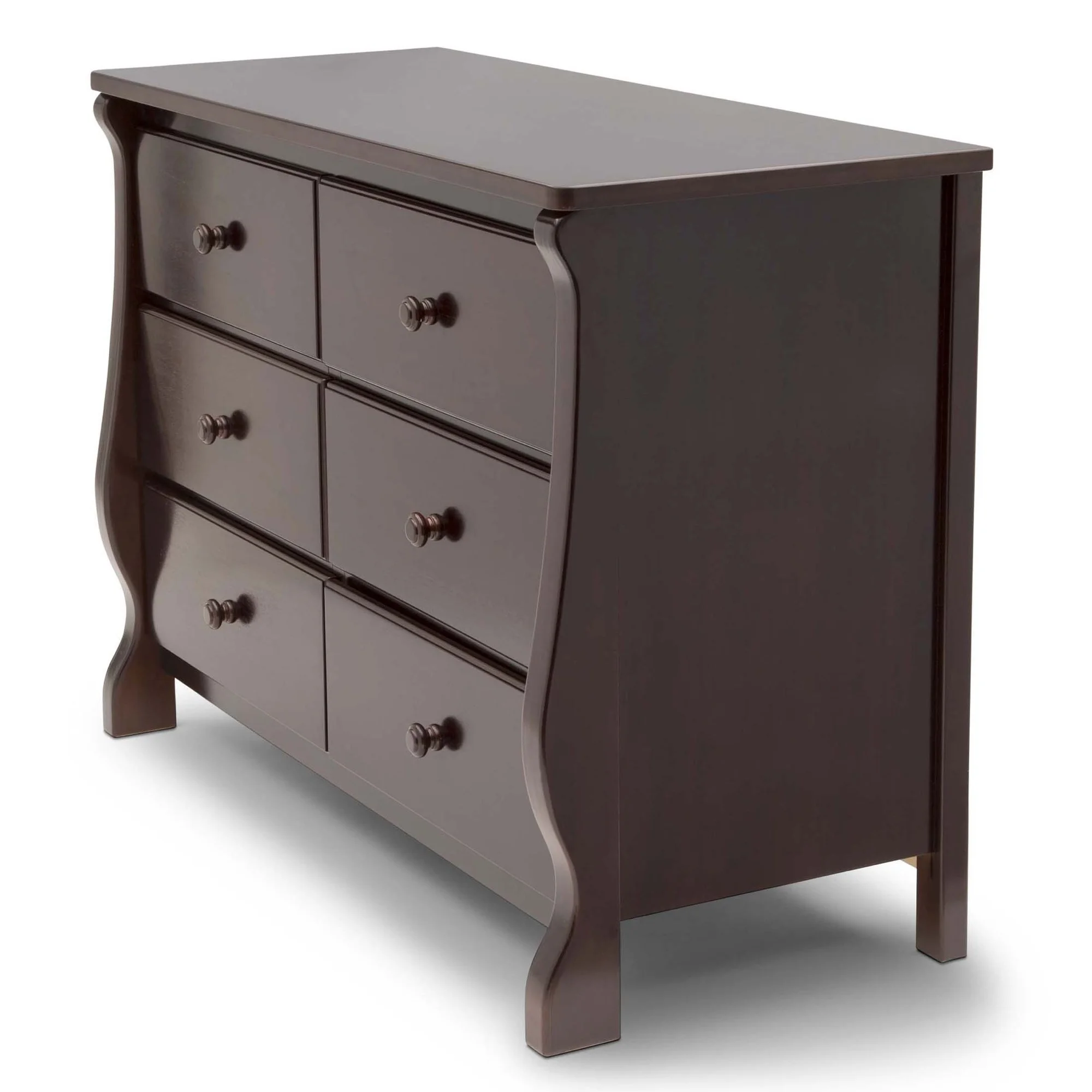 Delta Children Universal 6 Drawer Dresser with Interlocking Drawers - Greenguard Gold Certified, Dark Chocolate - Cheap Fitting