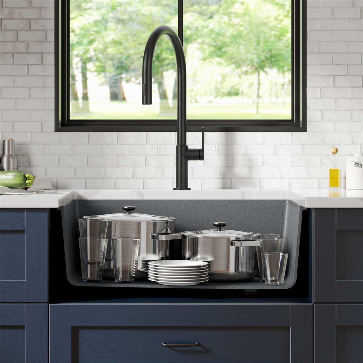 Kraus Bellucci Workstation 30-inch Undermount Granite Composite Single Bowl Kitchen Sink KGUW2-30M - Cheap Fitting