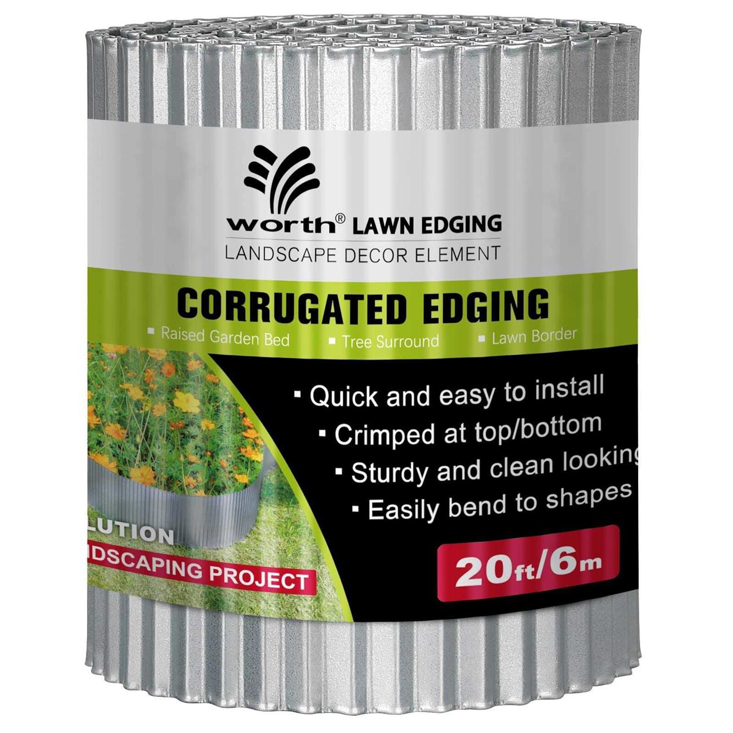 Worth Garden 20 ft. x Galvanized Steel Landscape Lawn Corrugated Edging - Cheap Fitting
