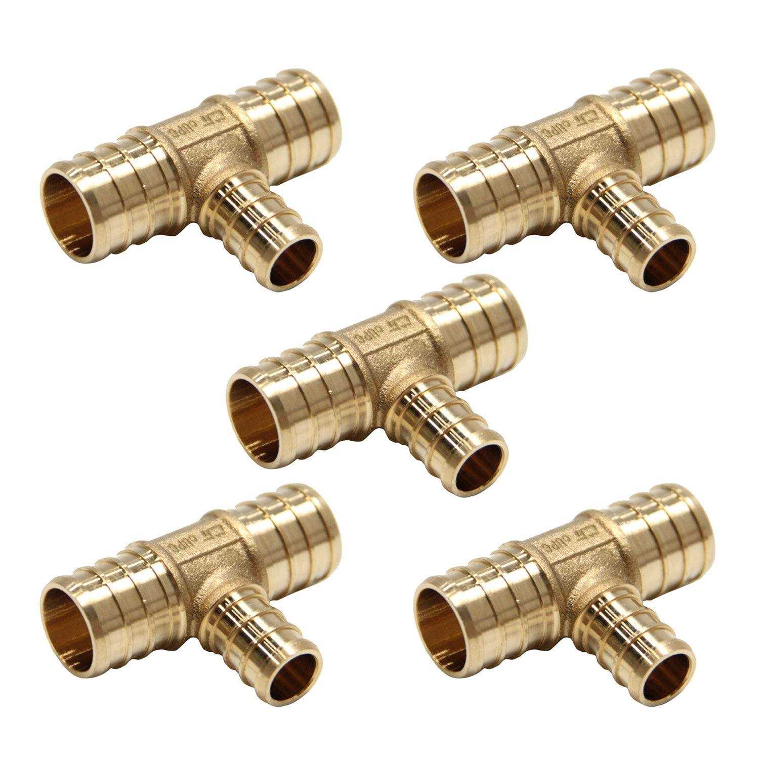 EFIELD 20-Pack EFIELD 3/4 x 3/4 x 1/2 Pex Reducing Tee Brass Barb Crimp Fittings - Cheap Fitting
