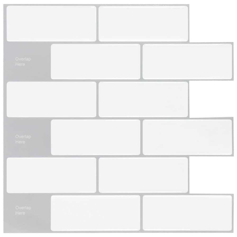Peel&Stick Mosaics White Subway 10-in x 10-in Glossy Composite Linear Subway Peel and Stick Wall Tile PS122PEEL1010 - Cheap Fitting