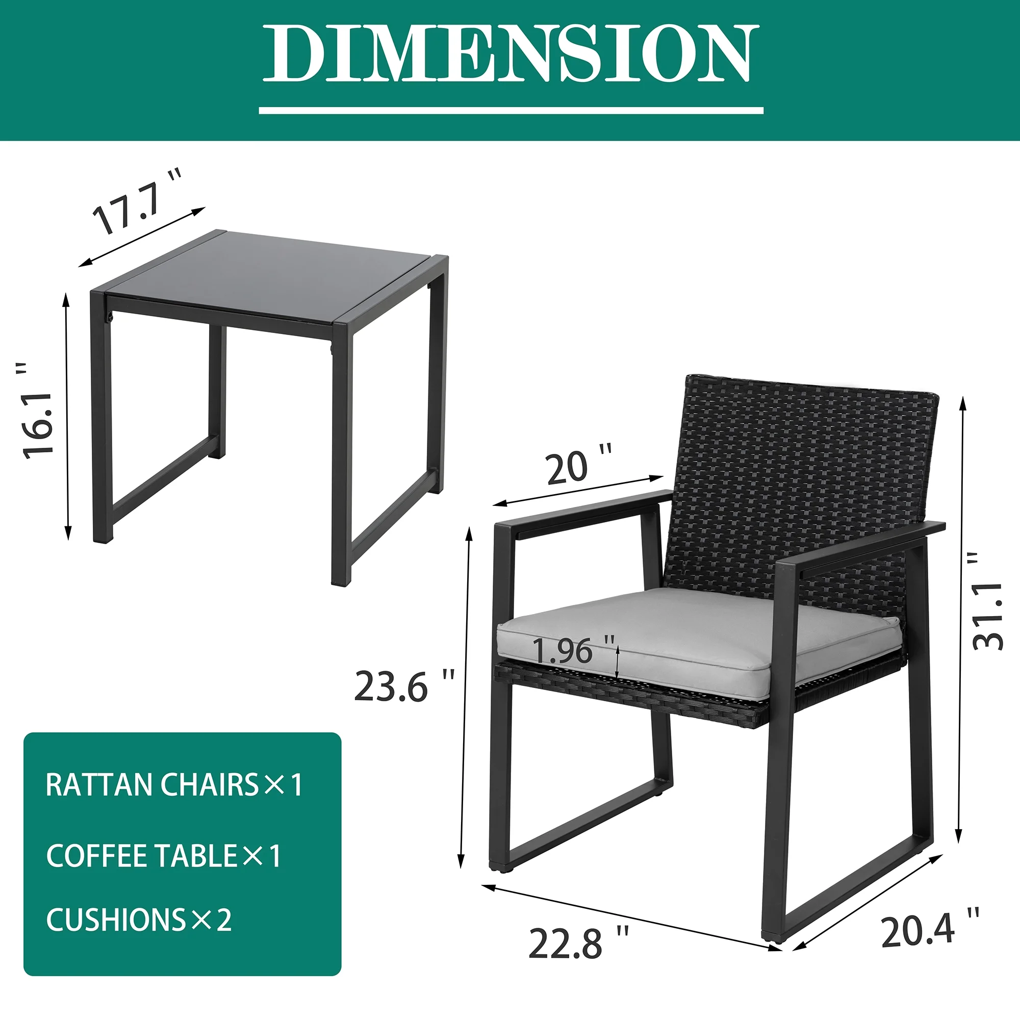 3 Piece Patio Bistro Sets, Outdoor Rattan Chairs & Black Wicker Furniture Conversation Set Biege - Cheap Fitting