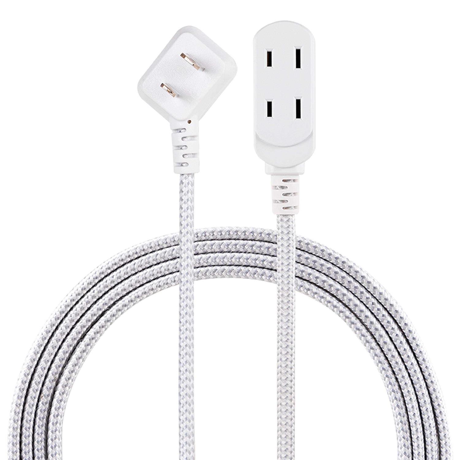 Philips 8′ 3 Outlet Indoor Polarized Extension Cord Gray/White - Cheap Fitting