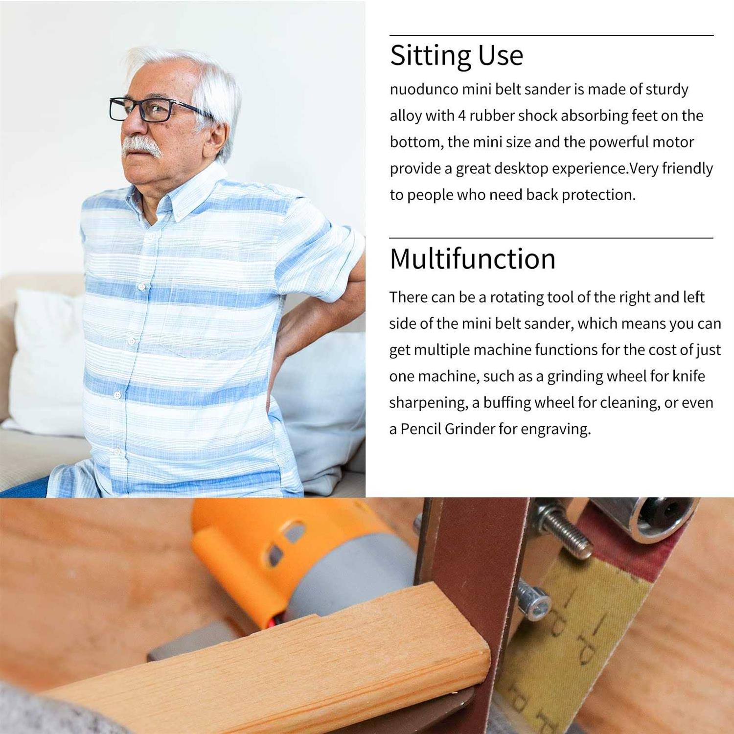 NunDunco Mini Belt Sander Electric Bench Grinder Sanding Machine 7 Adjustable Table Top Grinder Polisher for DIY Woodworking - Cheap Fitting