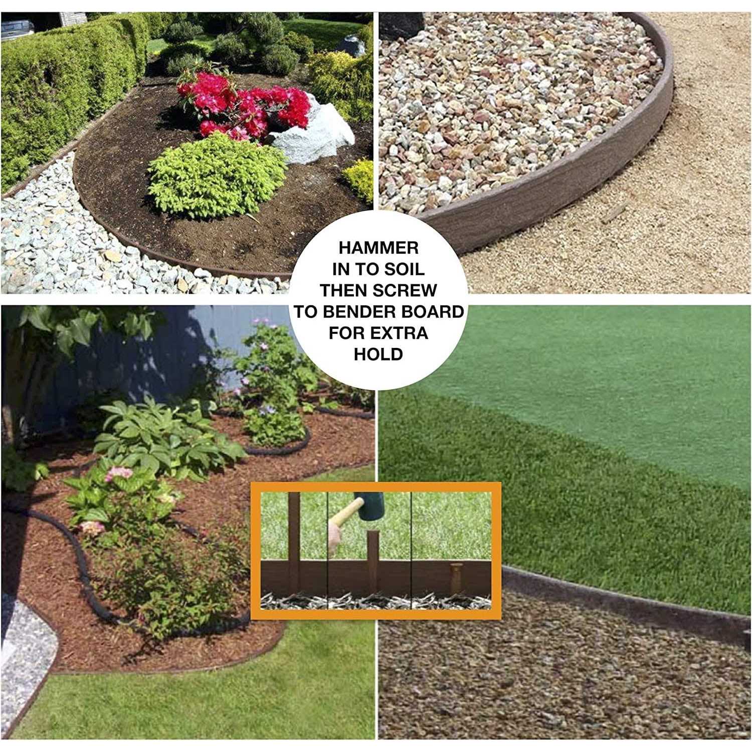 One Stop Outdoor Heavy Duty Brown Landscape Lawn & Garden Border Edging Stakes - Cheap Fitting