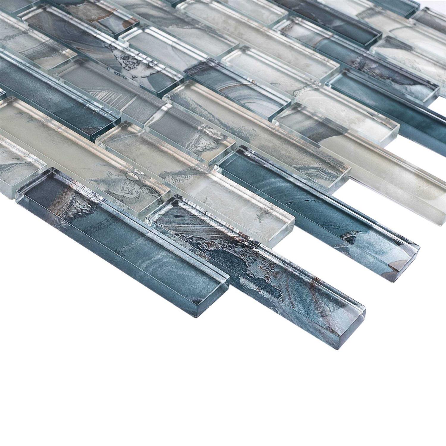 Supreme Tile TileGen. Aegean Glass Mosaic in Blue Wall Tile - Cheap Fitting